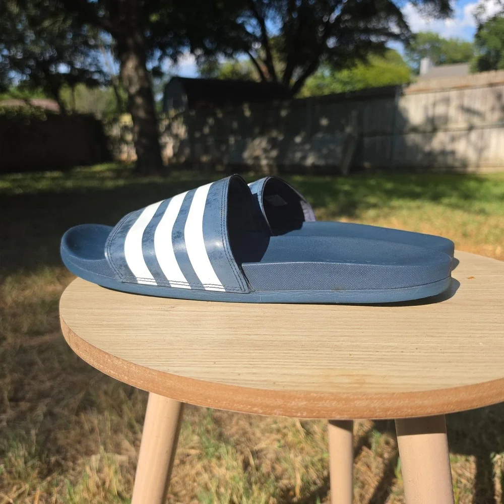 Adidas Adilette Shower Slides Mens 13 Navy Blue White FZ1752 Athletic Sandals